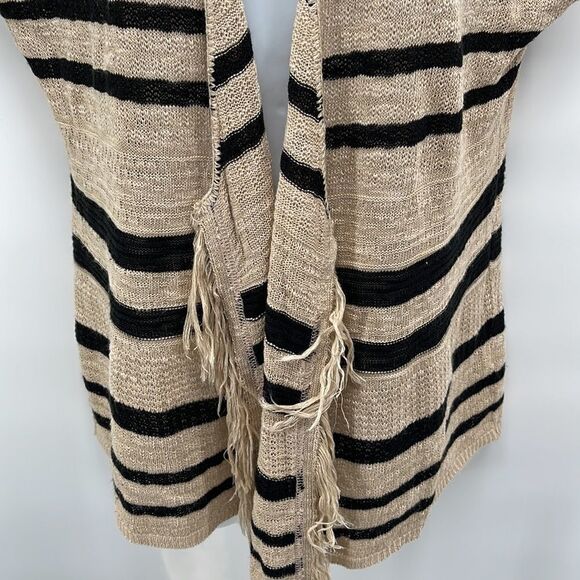 Maurices crochet lightweight open knit cardigan sweater fringe striped medium - Picture 4 of 11
